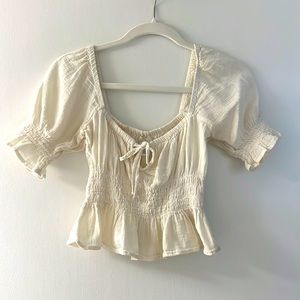 White/Cream crop top. Size: Small. Brand: H&M